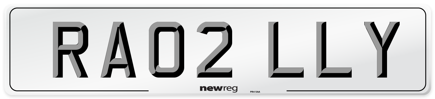 RA02 LLY Number Plate from New Reg